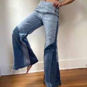 FREE PEOPLE patchwork wide leg bell bottoms